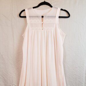 Vtg 1960's Texsheen White Sheer Sleeveless Lace Lingerie Long Nightgown Sz Med